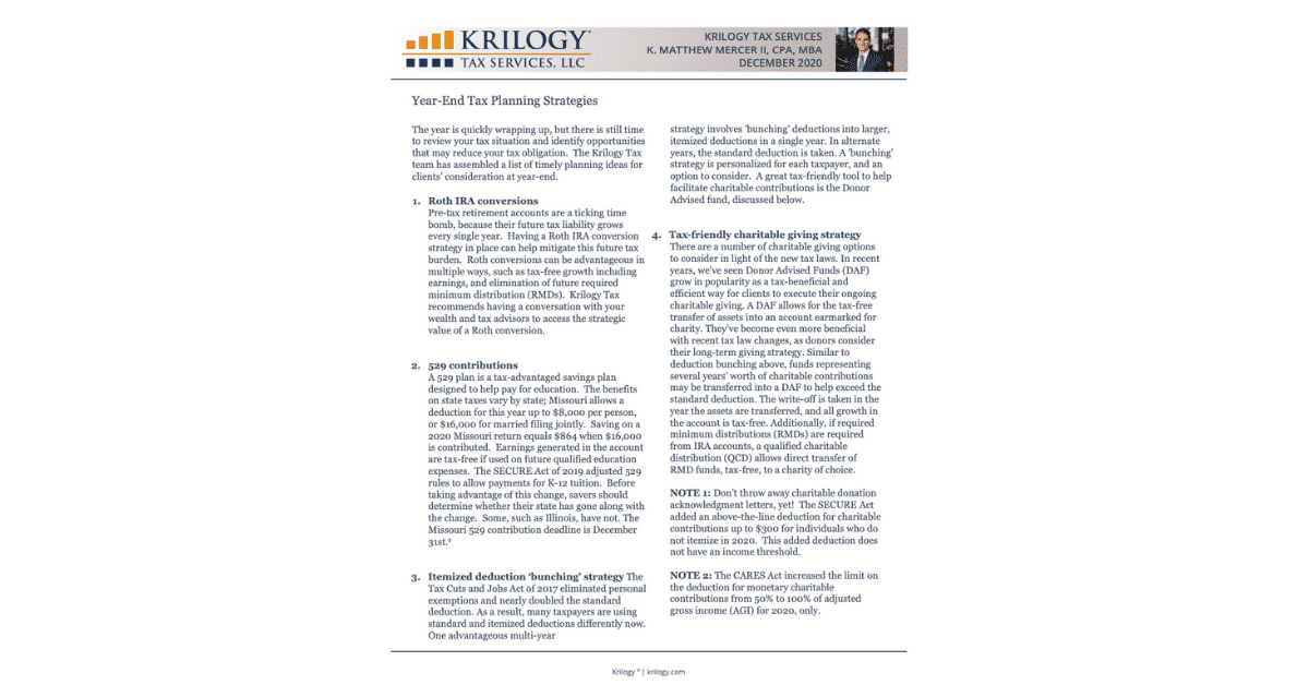 Year-End Tax Planning Strategies